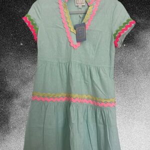 Stylish Dress with Pink and Green Accents